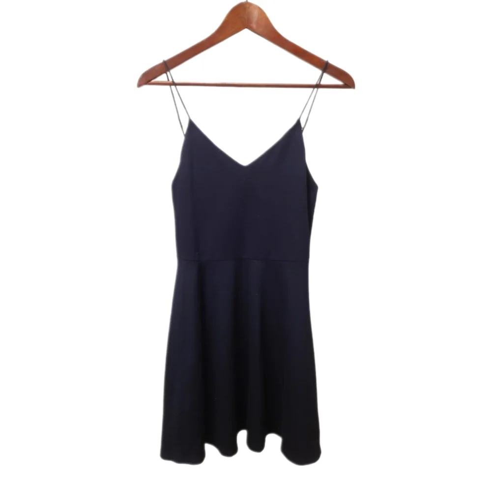 ALICE + OLIVIA | Dark Blue Flared Spaghetti Strap Mini Dress in Size 2 - Picture 2 of 7